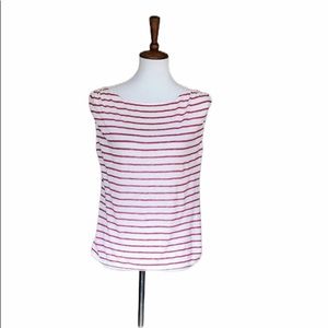 Max Studio Pink White Striped Sleeveless Linen Top